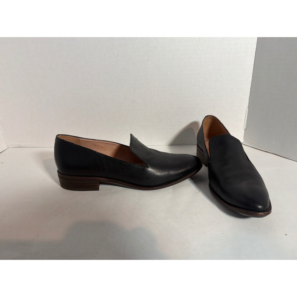 Madewell The Frances Loafer Black Leather Almond Toe Slip On Shoes Womens 6.5